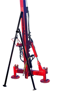 stand to hold post driver upright when not mounted to a tractor
